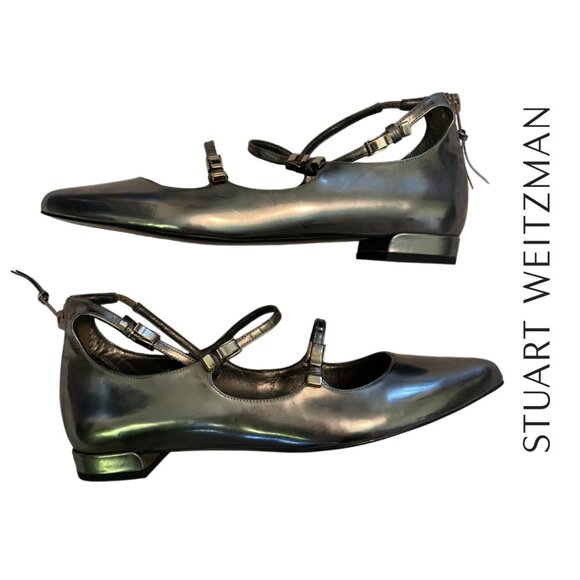 Stuart Weitzman | Flippy Pewter Mary Jane Flats, size 9M - Picture 3 of 6